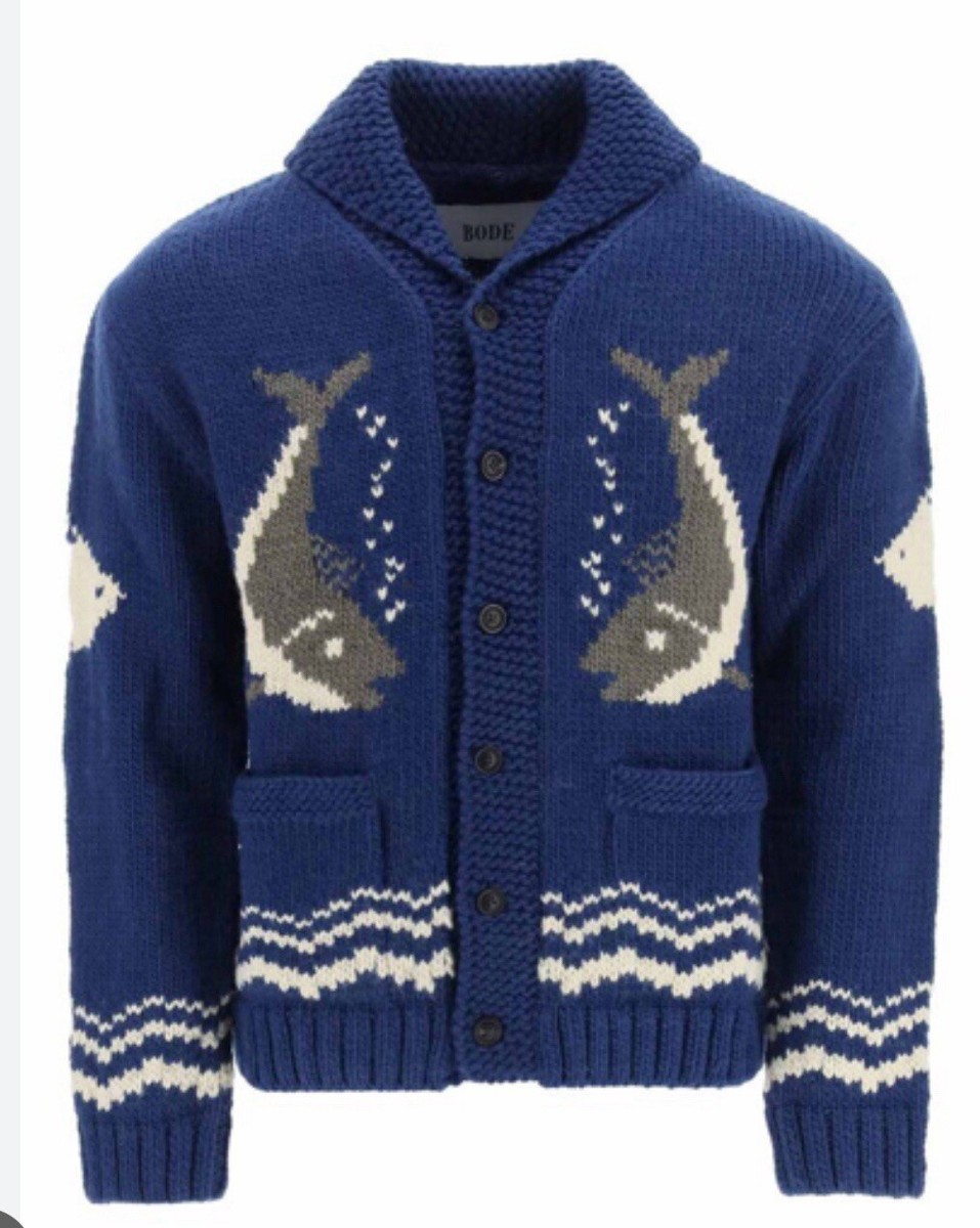 BODE river fish wool and mohair shawl cardigan XS/S