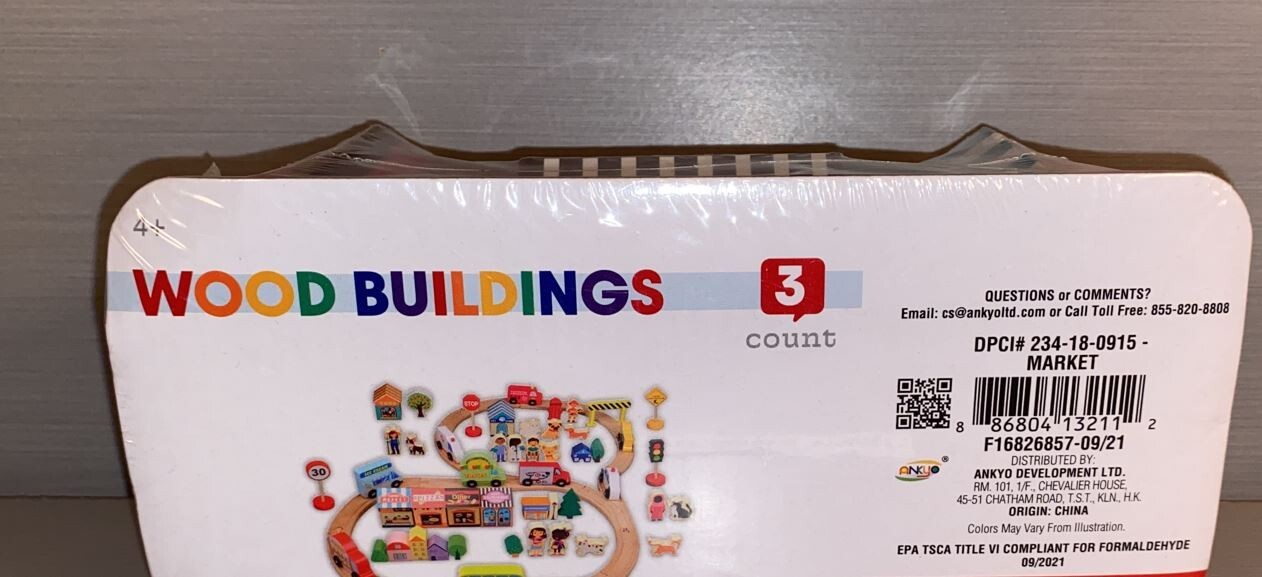 Lot of 6 UNIQUE Wood "Buildings" Blocks for kids age 4+ BRAND NEW!
