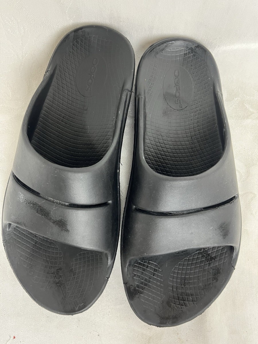 靴 OOFOS OOAHH UNISEX-BLACK M7/W9 Oofos Ooahh Sport Slide Sandals Unisex M7/W9 Solid Black