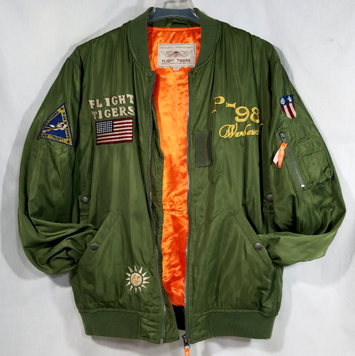 Flight Tigers Jacket P-98 Warhawk Green Bomber Souvenir Replica WWII Style 3XL - Picture 4 of 19