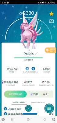 Pokemon Trade GO - Shiny Palkia Origin with Spacial Rend Move for PVP
