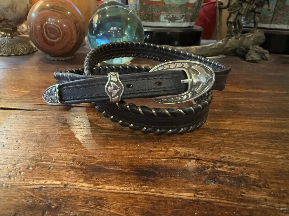 Chacon Sterling Silver Belt Buckle Set Nu ✔️braided Sz 42”-1” To .75” ✅ - Image 4 of 4