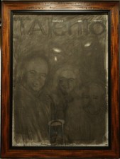 JAVIER GUERRA (CUBAN) HUGE ORIGINAL PORTRAIT DRAWING WITH ROBERTO FABELO & KCHO.