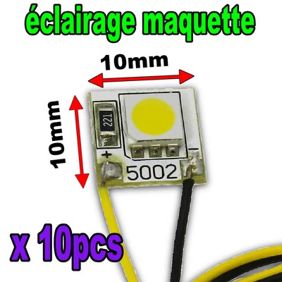 5002/10# 10pcs éclairage pour maquette à LED , blanc chaud, blanc, bleu, vert