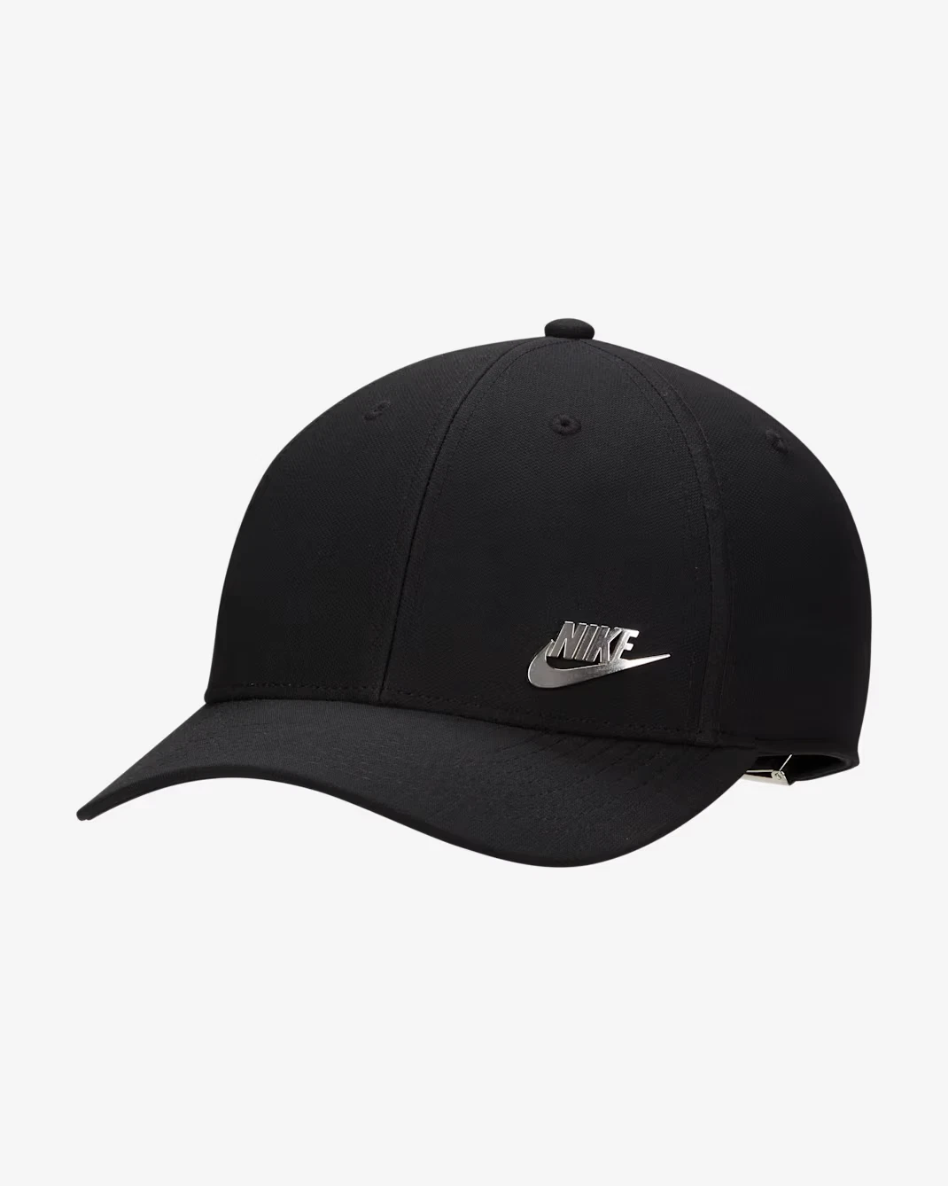Nike Dri-FIT Club Cap/Hat Structured Metal Logo Silver/Black Size S/M FB5371-011