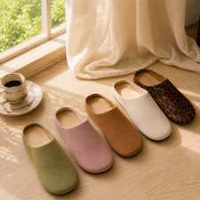 Women's Genuine Suede Leather Mule Slippers Soft Non Slip Indoor Outdoor Slip On