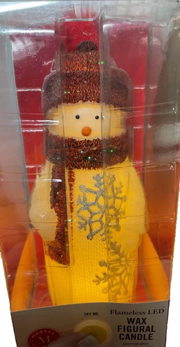 Martha Stewart FIGURAL CANDLE FLAMELESS LED SNOWMAN RED SCARF NIB video thumbnail