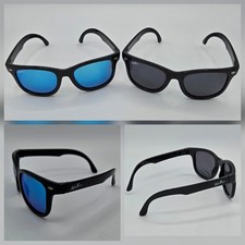 Weefarers Kids Sunglasses Polarized 2 Pairs Gloss Black Frames Blue Mirror Black
