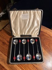 1933 Arthur Price Silver Coffee Spoons Set Of 6 Red Bean Finials Birmingham