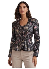 Vintage Richard Warren Sequin Jacket Peplum Evening Top Size 4