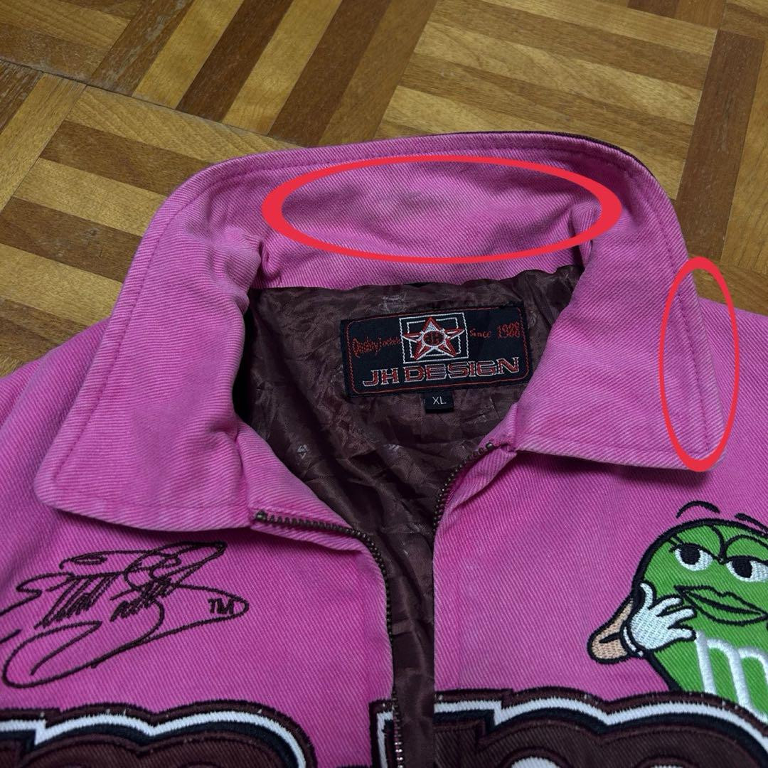 JH DESIGN m&m's embroidered logo racing jacket Youth XL Pink JH DESIGN m&m's embroidered logo racing jacket Youth XL Pink