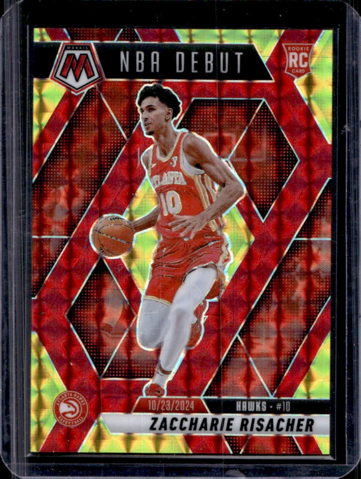 2024-25 Mosaic Zaccharie Risacher RC Choice Fusion Red & Yellow NBA Debut #50/75