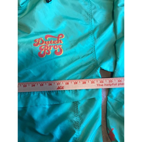 Dutch Bros Windbreaker Pullover Jacket Teal Green Yellow Womens Large - Picture 4 of 7