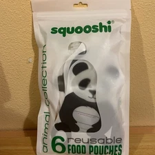 SQUOOSHI Reusable Baby Food Pouches 6oz - 6 Large Pouches -Animal Collection