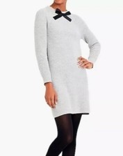 J. CREW Mercantile Gray High Neck Bow Tie Sweater Mini Dress Size Medium