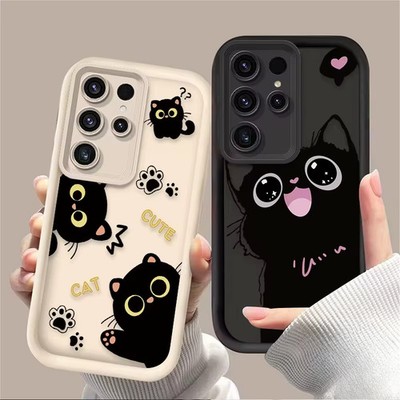 Cartoon Black Cat Hülle für Redmi Note 14 13 12 11 Pro Plus5G 14C 13C Matt Cover