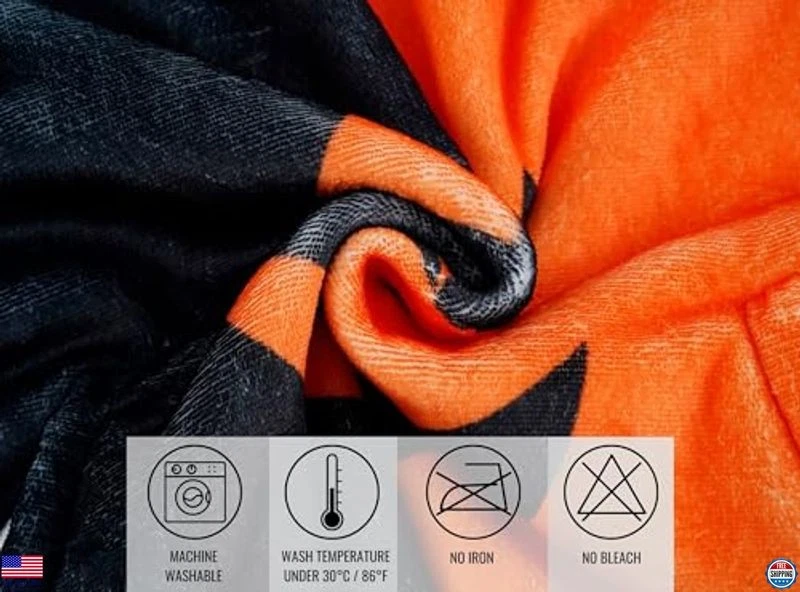 Oversized Flannel Wearable Blanket Hoodie - Spooky Pumpkin Halloween Gift