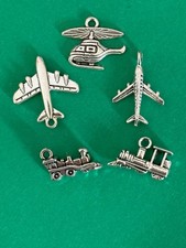 Tibetan Alloy Antique Silver Transport Charms Trains  & Planes & Helicopter