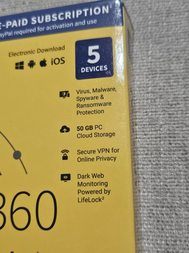 Norton 360 Deluxe para 5 dispositivos/1 año de protección antivirus sellada SELLADA Foto 2 de 4