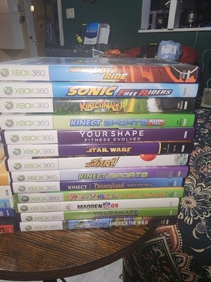Lot of 13 Xbox 360 Kinect Games Family Fun Bundle Plus 5 Dvds