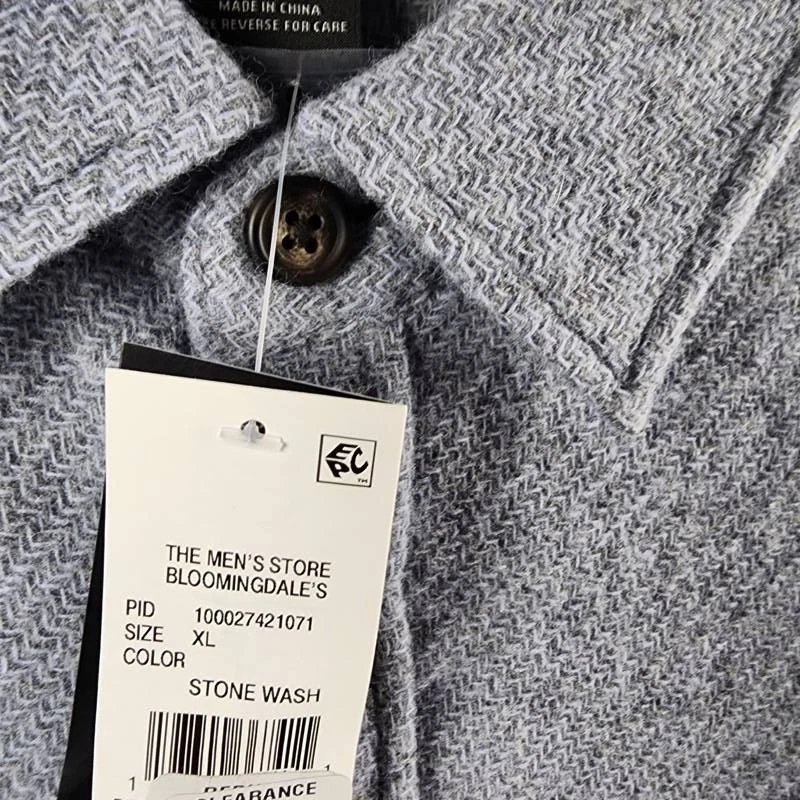 The Men's Store at Bloomingdale's Wool Button Front Overshirt XL Stone Wash L/S - product detail image 5