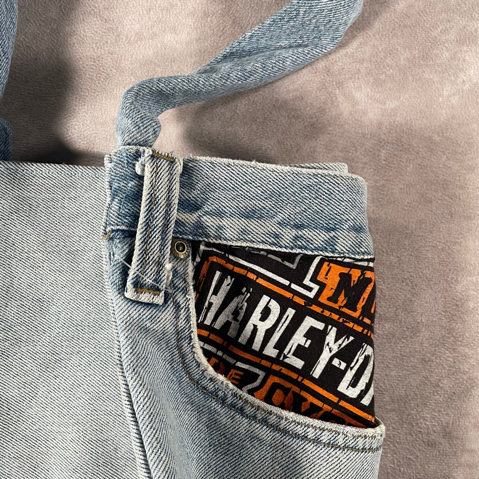 Vintage Reworked Harley Denim Bag thumbnail 7