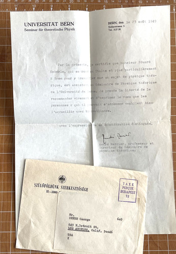 ANDRE MERCIER PHYSICS SIGNED LETTER EINSTEIN BERN UNIVERSITY NOBEL PRIZE