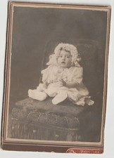 1912 Ottoman Cabinet Card Photo Baby Portrait - Handwritten Note Turkish History