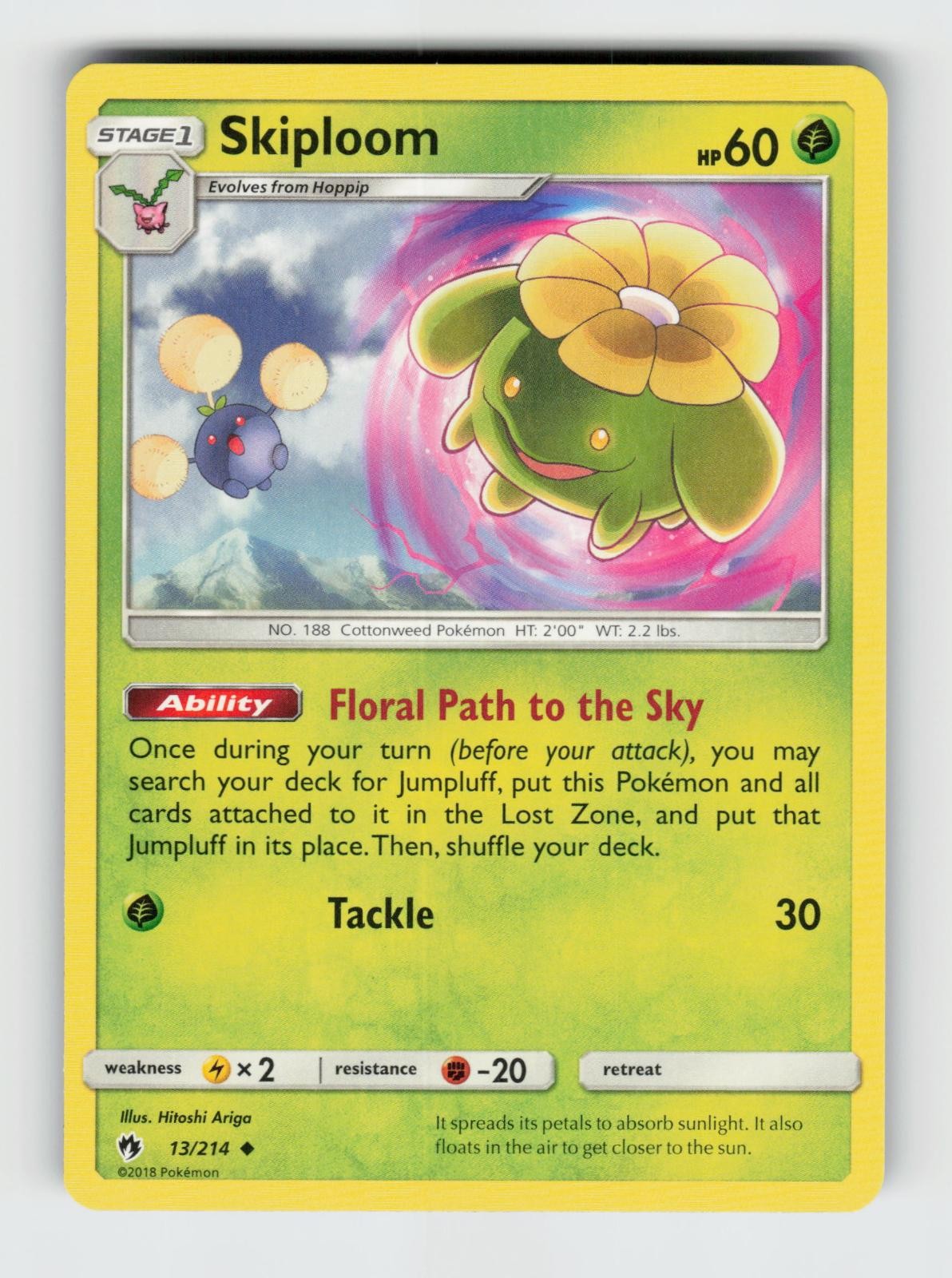 Skiploom 13/214 Uncommon Lost Thunder Pokemon 2018 NM Ariga