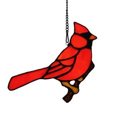 Cardinal Stained Glass Suncatcher - Bird Decor Gift for Grandma or Mom