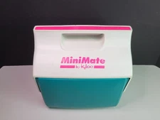 Vintage 1993 Mini Mate Cooler By Igloo Made In USA Retro Teal/Hot Pink 