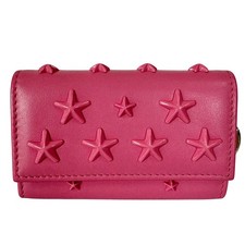 Jimmy Choo Key Case Women'S Men'S Brand Leather Studded Pink Flashy Cute