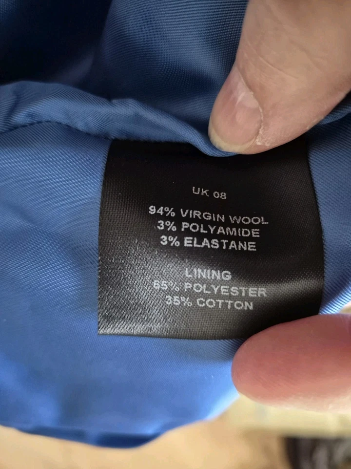 Jaeger Women's Size 8, 94% Virgin Wool Fully Lined Blue Skirt With Pockets BNWT - Image 4 of 4