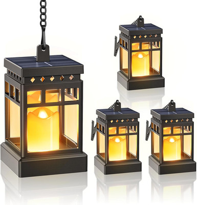Waterproof Solar Lanterns with Flickering Flameless Candle for Outdoor Use