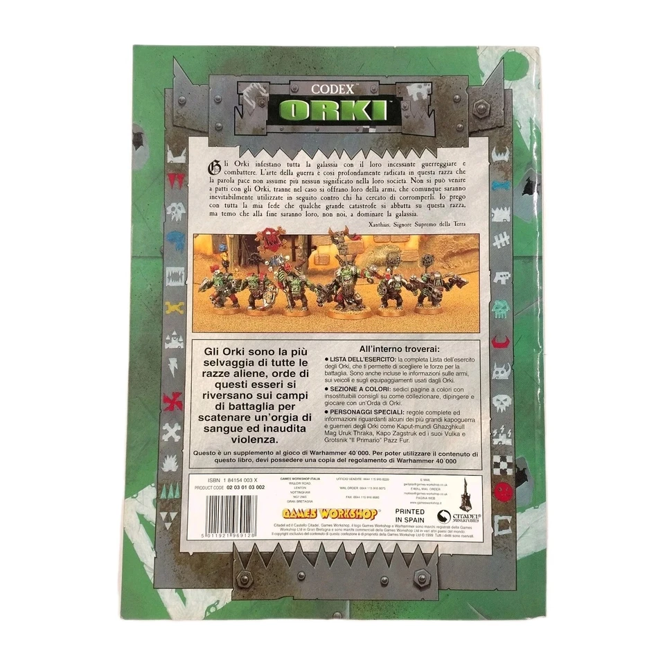 CODEX ORKI Warhammer 40K 40000 ORIGINALE ITALIANO 1999 - Immagine 2 di 2