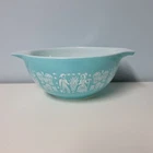 Vtg Pyrex Amish Butterprint 442 1.5 Qt Cinderella Mixing Bowl Turquoise & White