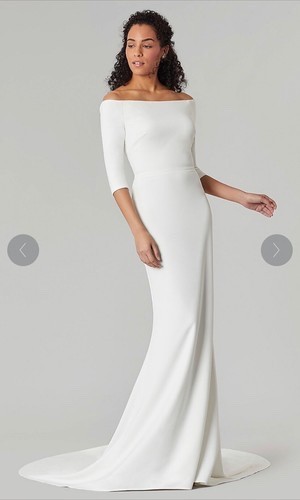 NWOT White Stretch Jersey wedding dres sz 6. Label says The Kleinfeld Collection