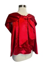 Blusa Mare × Anthropologie fiocco taglia grande rosso spalle scoperte raso