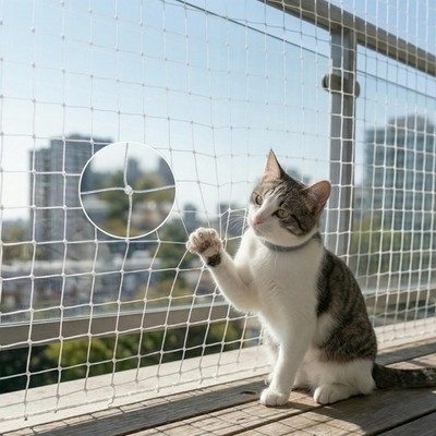 Cat Balcony Net   Transparent Nylon Safety Screen for Balconies, Windows, Pat...