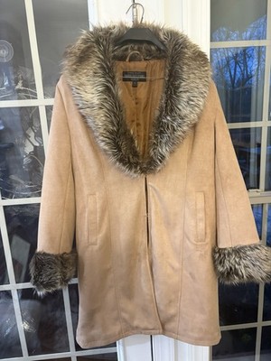 Donna Salyers Fabulous Furs Camel with Faux Fur Coat- Medium