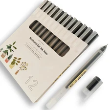 Japanese Minimalist Style Black Ink Gel Pens0.38mm Extra Fine Point Gel Ink R