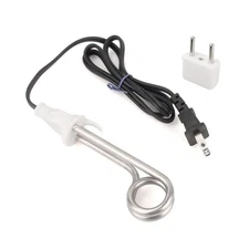 Immersion Water Heater 300W 120/240V - Camping Traveling Cup Silver UNİTED FREE 