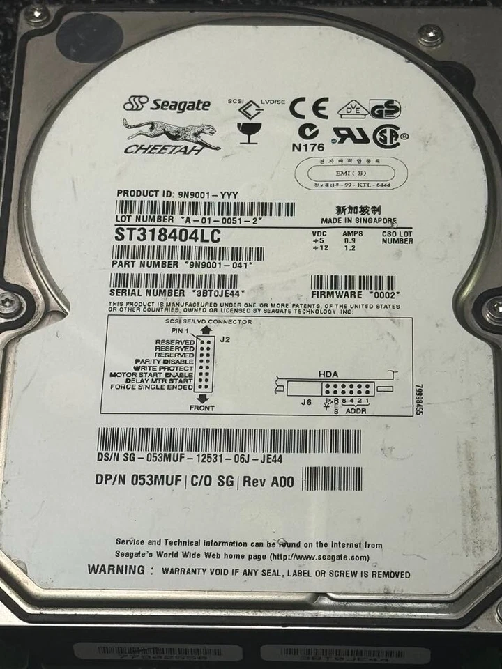 Dell 53MUF ST318404LC  18.4GB 10K RPM Ultra-160 SCSI Hot-Pluggable 80Pin - Image 2 of 4