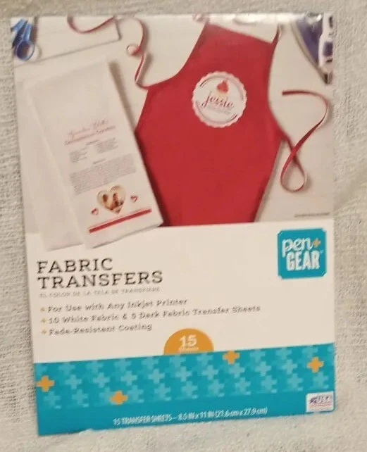 Pen + Gear White & Dark Fabric Transfer Paper, 8.5 x 11, 15 Sheets