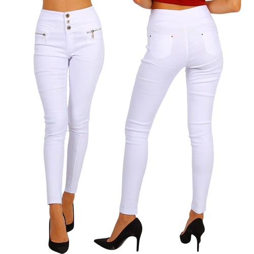 Damen High Waist Leggings Jeggings Treggings Stretch Skinny Röhren Hose S - 5XL
