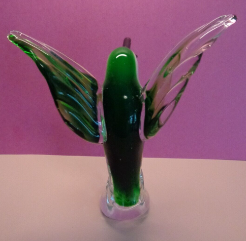 Colibrì volante verde/oro fatto a mano💗Statuina in vetro artistico stile Murano - Foto 4 di 9