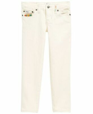 Polo Ralph Lauren Girls BEIGE Waverly Straight Embroidered Jeans