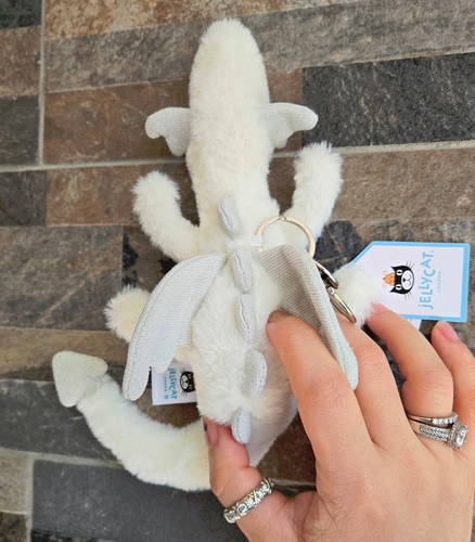 JELLYCAT FLUFFY WHITE SNOW DRAGON COLLECTIBLE BAG CHARM PLUSH CUDDLY TOY KEYRING - Picture 2 of 24