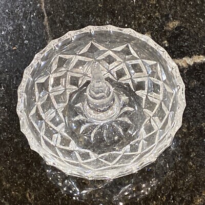 Jewelry Trinket RING HOLDER Organizer Crystal Glass w Glass