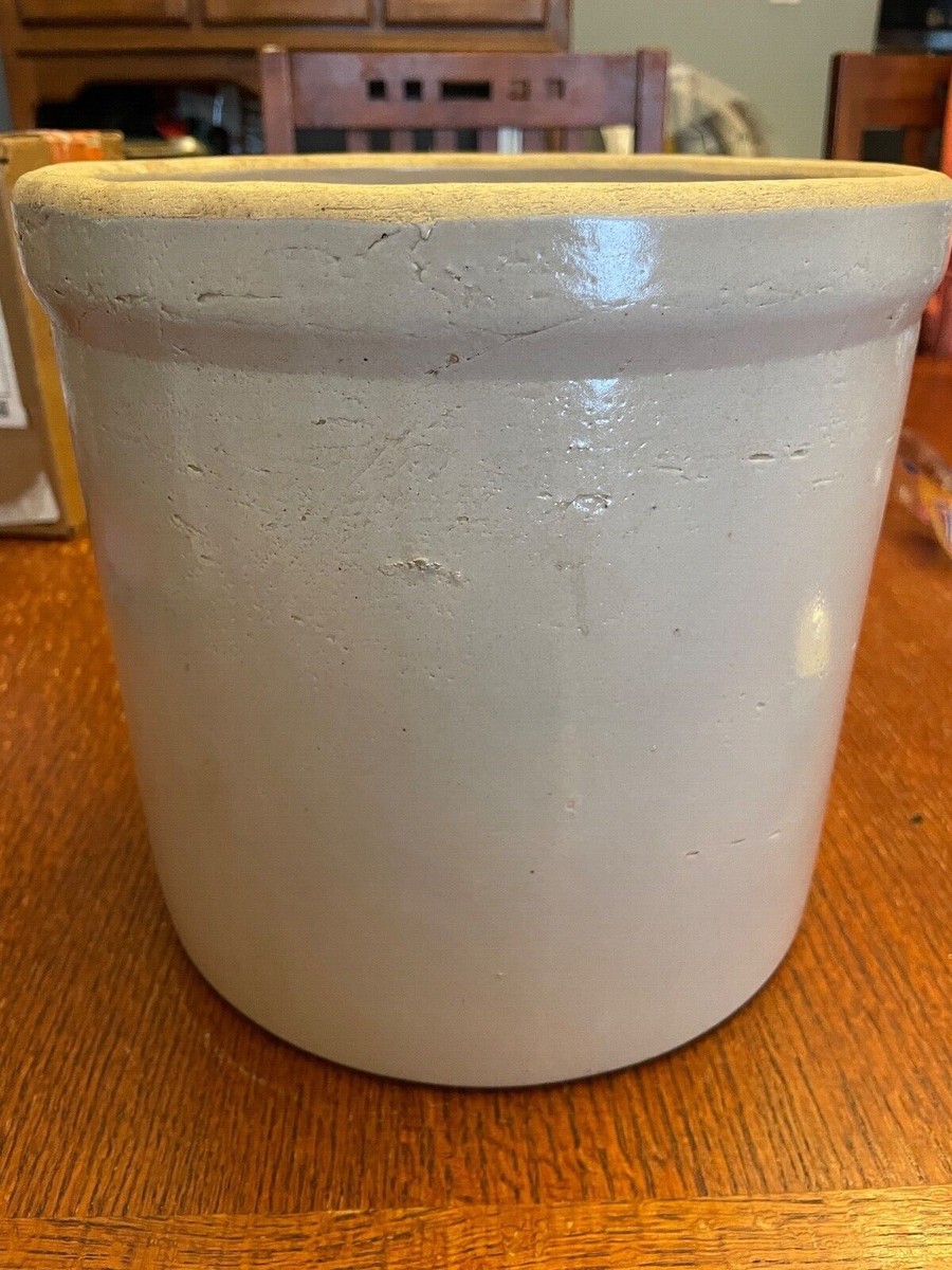 Large Antique 2 Gallon Crock With Crown Stamp By Robinson